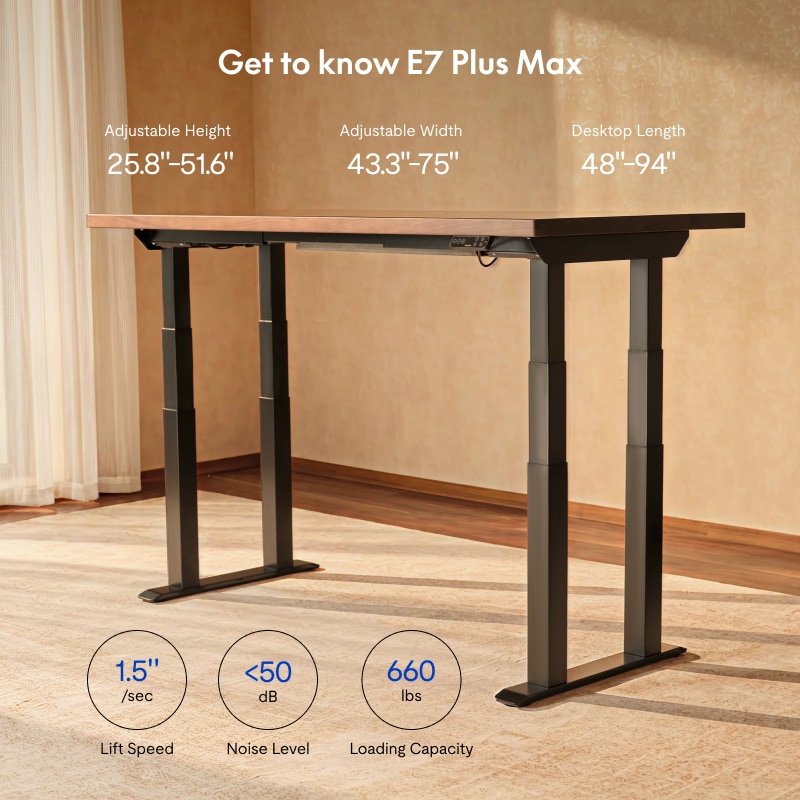 Premium 4-Leg Standing Desk E7 Plus Max|FlexiSpot Height